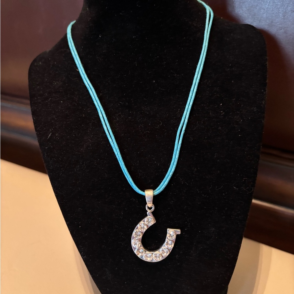 Blue and Silver Lucky Horseshoe Necklace